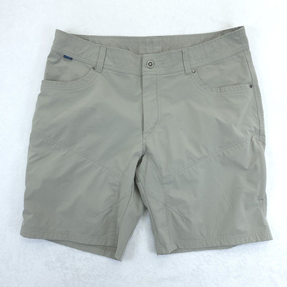 Kuhl Silencr Cargo Shorts Mens 40 Beige Performance Hiking Walking Quick Dry
